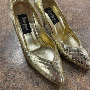 Vintage Neiman Marcus Gold Snake Skin Heels